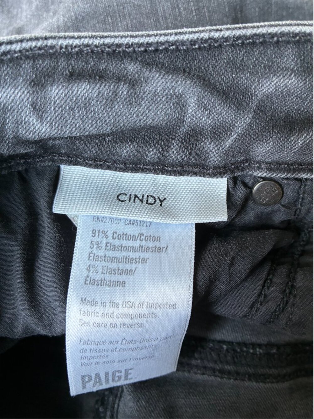 Paige Cindy Slim Jeans in Dark Magnet (Black) - Size 26 - Picture 9 of 16